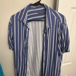 Slate & Stone Navy Striped Button Down Shirt